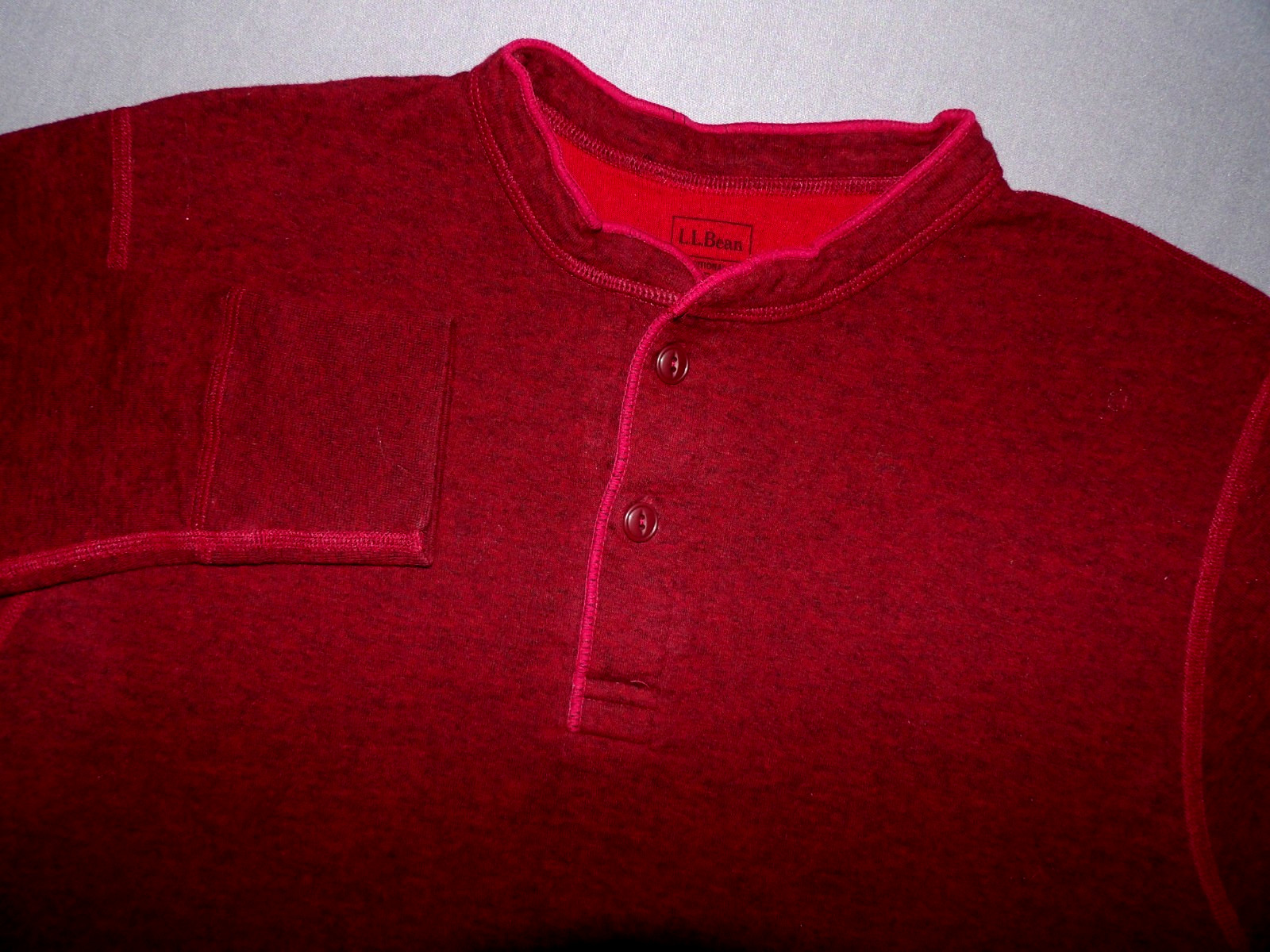 L.L. Bean Long Sleeved Burgundy Wool Blend River Driver Henley Shirt Men\'s MED L.L. Bean Long Sleeved Burgundy Wool Blend River Driver Henley Shirt Men\'s MED
