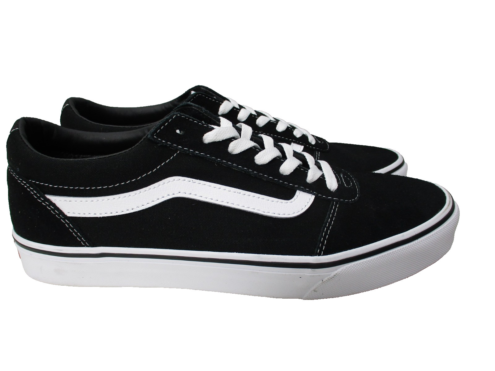 Vans Ward Suede Canvas Shoes Sneakers Black White Skate Mens Sz 10.5