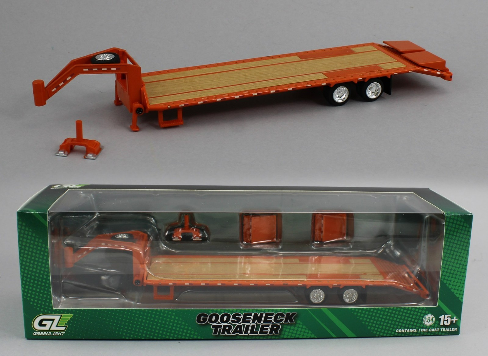 1:64 GreenLight *HITCH & TOW* ORANGE *GOOSENECK* 5th Wheel FLATBED TRAILER *NIP* 1:64 GreenLight *HITCH & TOW* ORANGE *GOOSENECK* 5th Wheel FLATBED TRAILER *NIP*