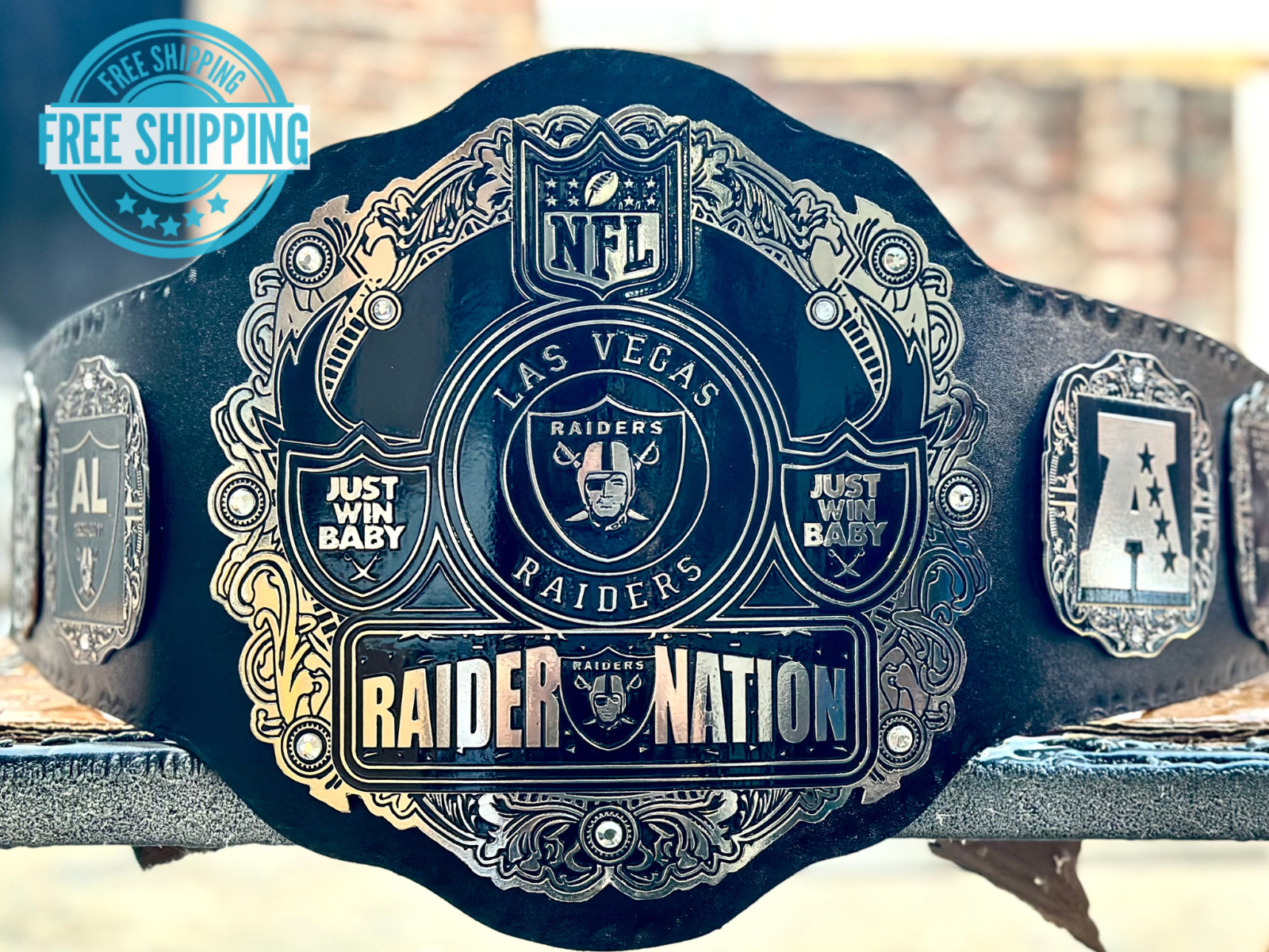 Las Vegas Raiders Super Bowl Football NFL Championship Belt 2mm Brass Las Vegas Raiders Super Bowl Football NFL Championship Belt 2mm Brass