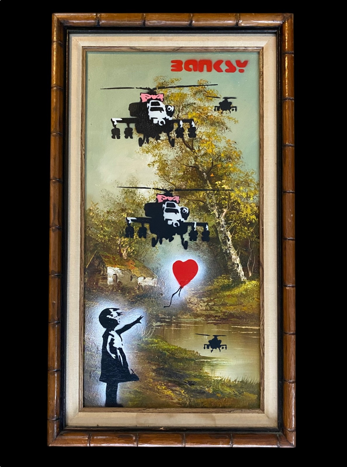 Large Banksy 2015 Rare stencil Painting Dismaland Framed