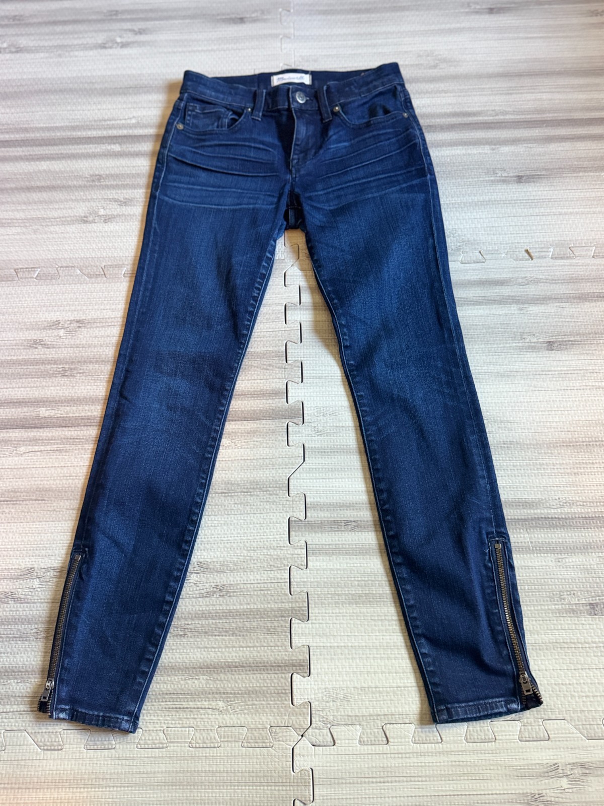 Madewell Women\'s Dark Indigo Low Rise Skinny Skinny Side Zip Jeans - Size 24