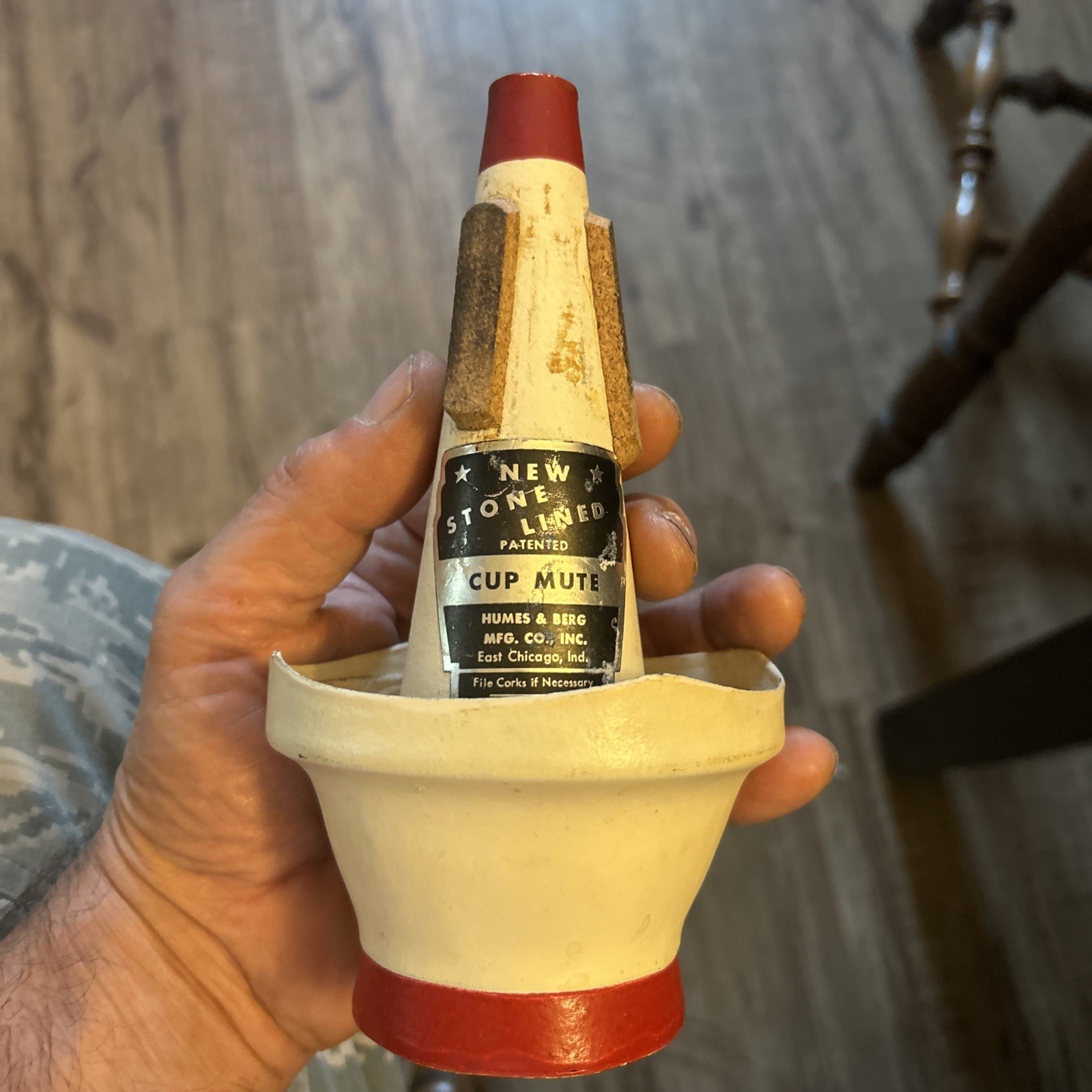 Vintage Humes and Berg mfg Co “New stone” lined Chicago cup mute Trumpet Vintage Humes and Berg mfg Co “New stone” lined Chicago cup mute Trumpet