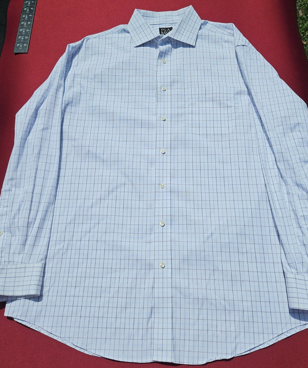 Joseph A Bank Shirt Mens 17 35 White Blue Graph Check Traveler Long Sleeve 100% Joseph A Bank Shirt Mens 17 35 White Blue Graph Check Traveler Long Sleeve 100%