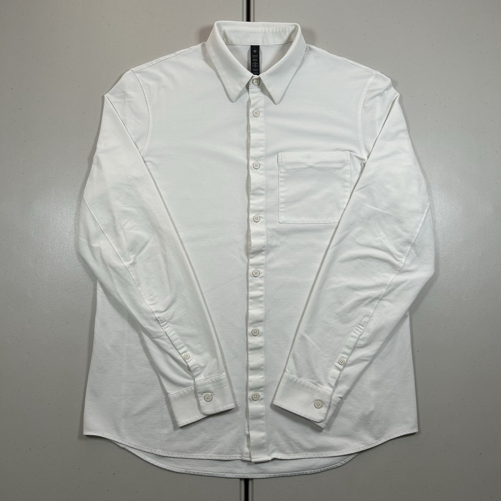 Men\'s Lululemon Commission Long Sleeve White Button Up Shirt Size Lg Athleisure