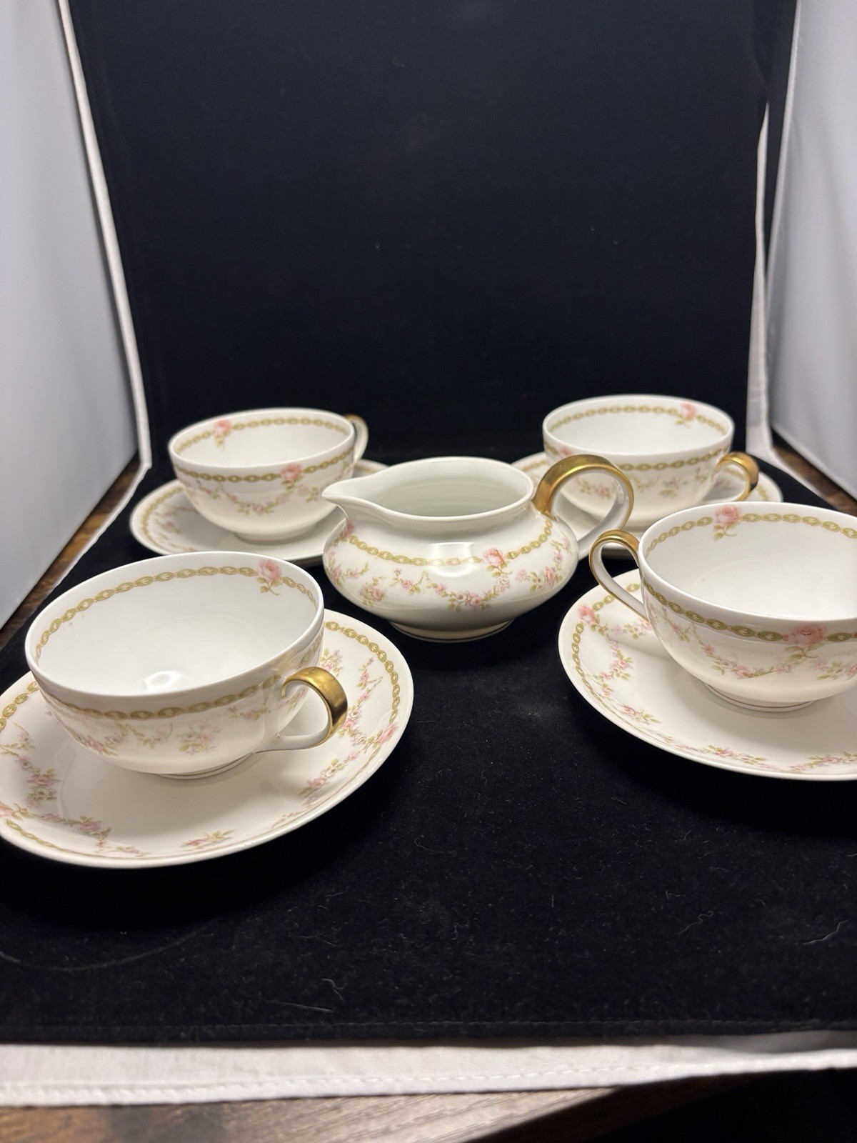 Antique Theodore Haviland Limoges France Tea Set Creamer 4 Cups 4
