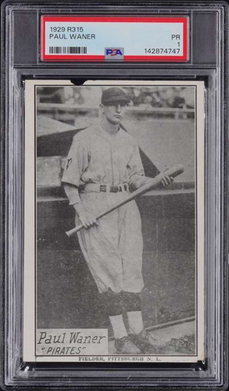 1929 R315 #NNO Paul Waner PSA 1 Pittsburgh Pirates (4747) 1929 R315 #NNO Paul Waner PSA 1 Pittsburgh Pirates (4747)
