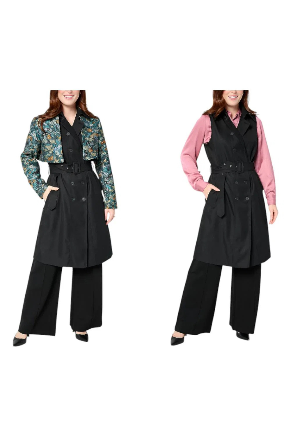 by Stacy London Women's Trench with Removable Jacket FloralJacqBlack by Stacy London Women's Trench with Removable Jacket FloralJacqBlack