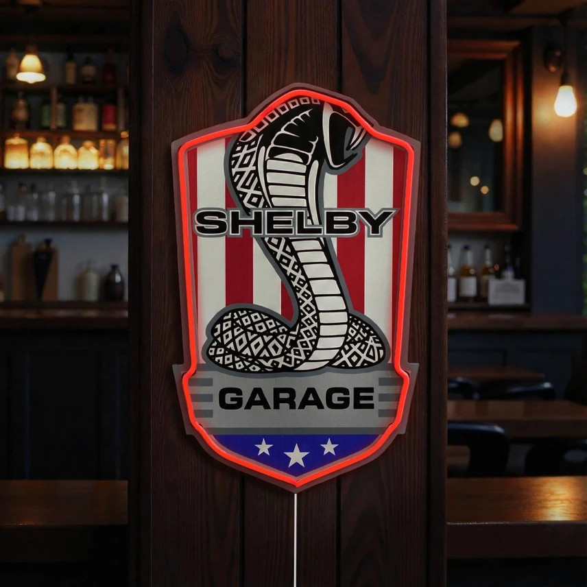 Shelby Garage Led Wall Sign For Man Cave, Garage, Bar, Game Room-USB Powered Shelby Garage Led Wall Sign For Man Cave, Garage, Bar, Game Room-USB Powered