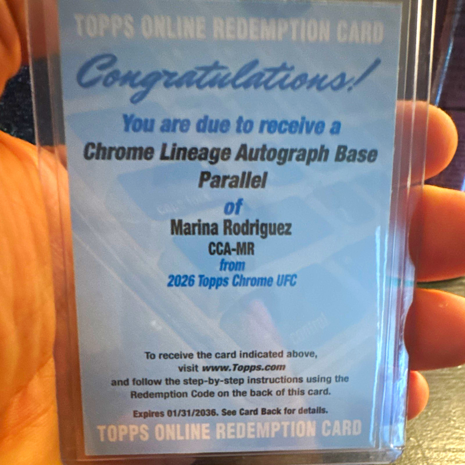 Topps 2026 Chrome UFC Marina Rodriguez Auto #CCA-MR Blue /150 Red