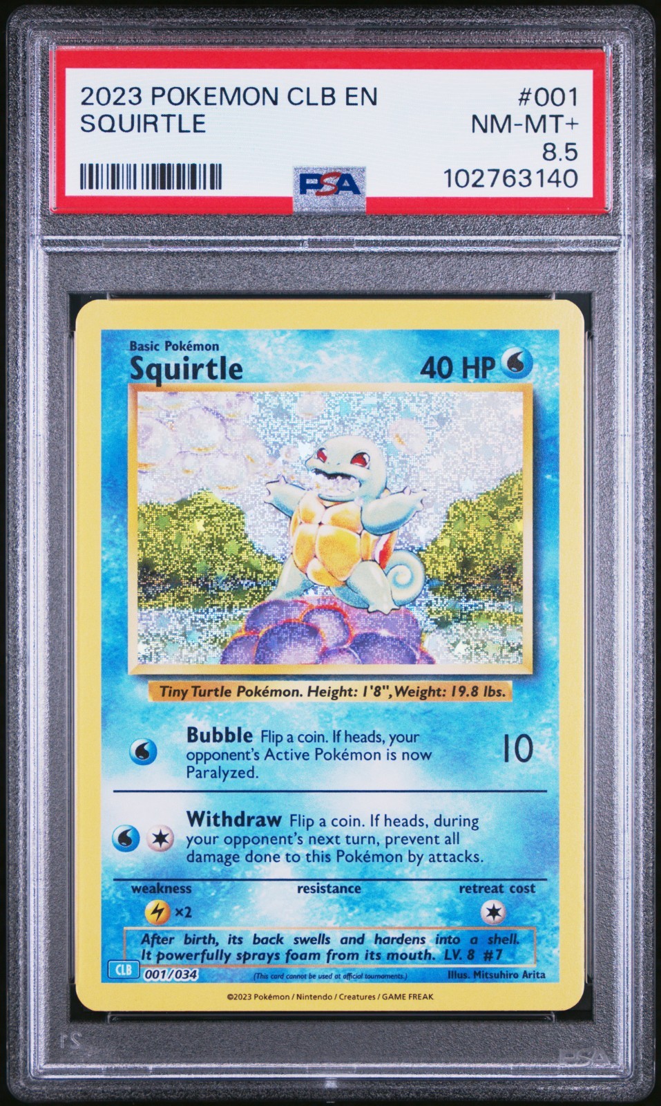 PSA 8.5 NM-MT+ Squirtle 001/034 TCG Classic Blastoise Deck Holo Pokémon POP 6