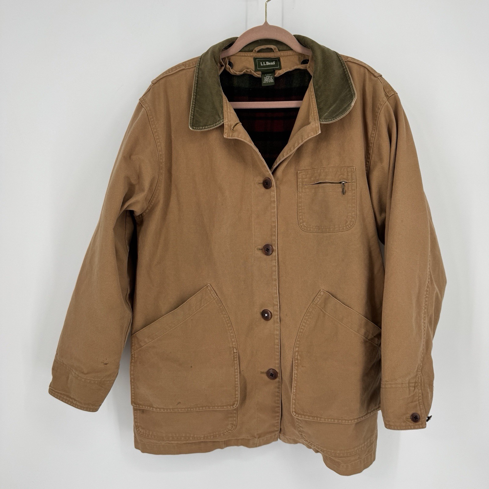 Vintage LL Bean coat womens XL tan brown chore barn fall winter blanket lined Vintage LL Bean coat womens XL tan brown chore barn fall winter blanket lined