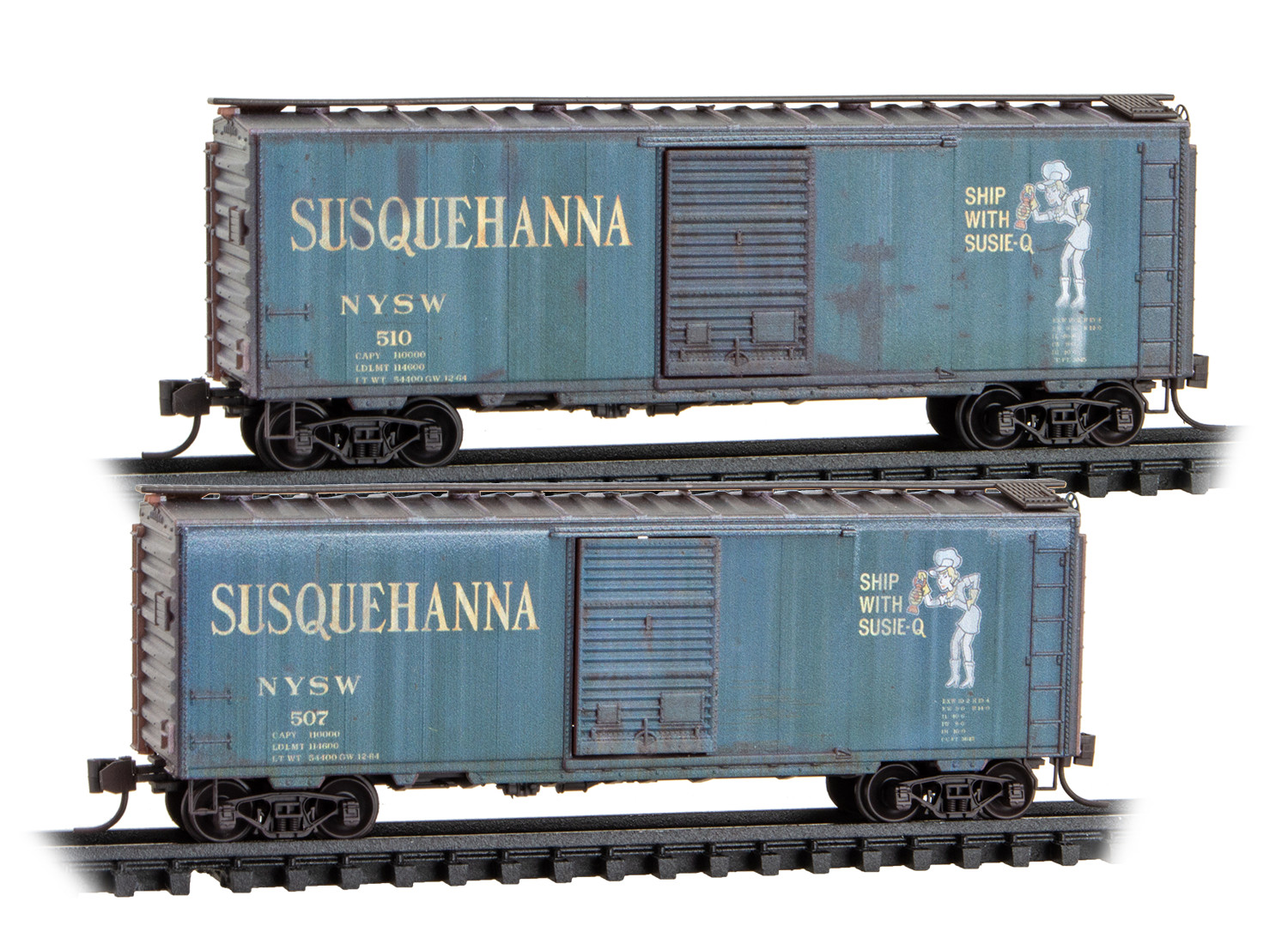 Micro-Trains N 98305107 Susquehanna Susie-Q NYSW Weathered Box Car Set Micro-Trains N 98305107 Susquehanna Susie-Q NYSW Weathered Box Car Set