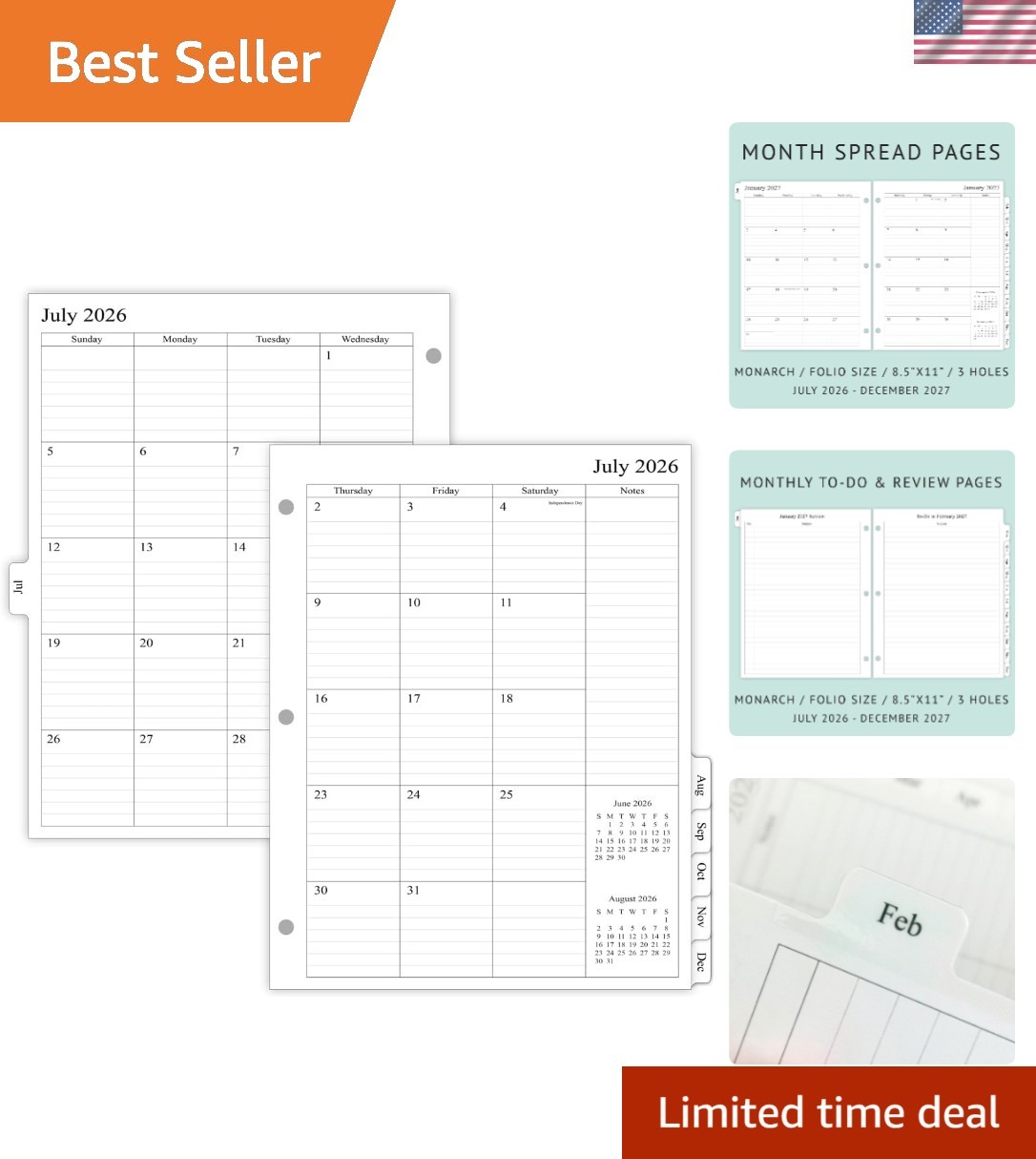 2026-2027 Monthly Planner Refill for 3 Ring Binder, Jul 2026 - Dec 2027, Two ... 2026-2027 Monthly Planner Refill for 3 Ring Binder, Jul 2026 - Dec 2027, Two ...