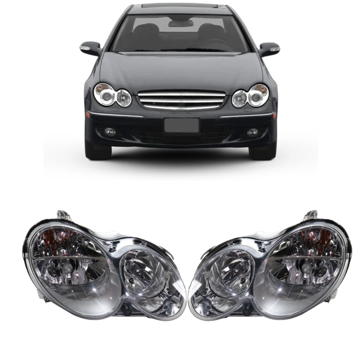 For Mercedes-Benz CLK-Class Headlight 2003-2006 Pair RH and LH Side CAPA MB25021