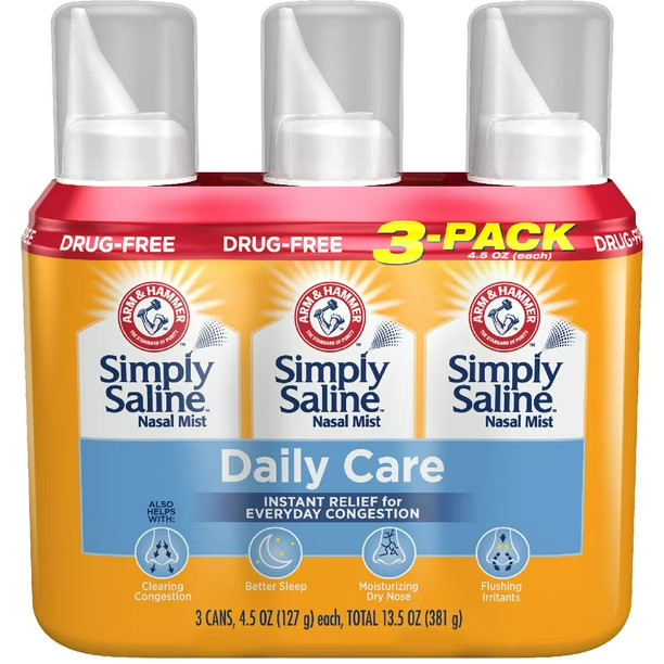 Arm & Hammer Simply Saline Instant Relief Nasal Sprays, 4.5oz - 3 Pack Arm & Hammer Simply Saline Instant Relief Nasal Sprays, 4.5oz - 3 Pack
