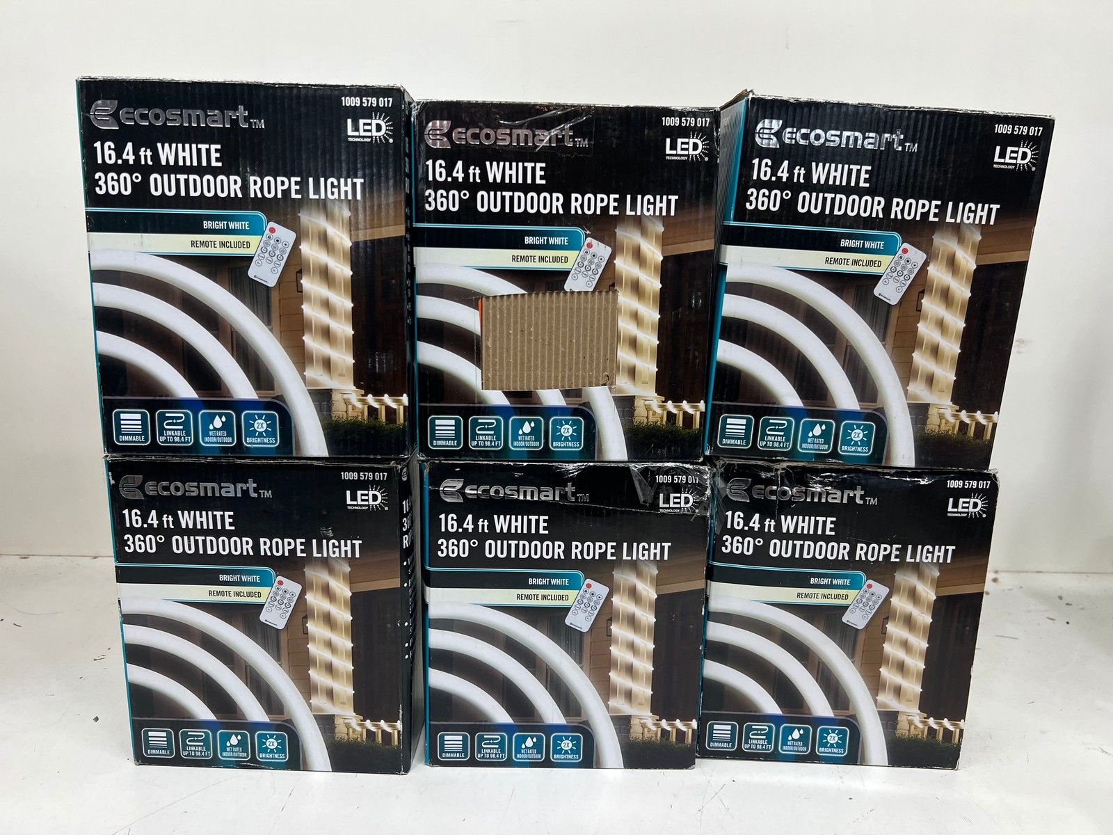 LOT OF 6 Ecosmart 16.4 FT Plug in Bright White Outdoor Linkable Rope Light