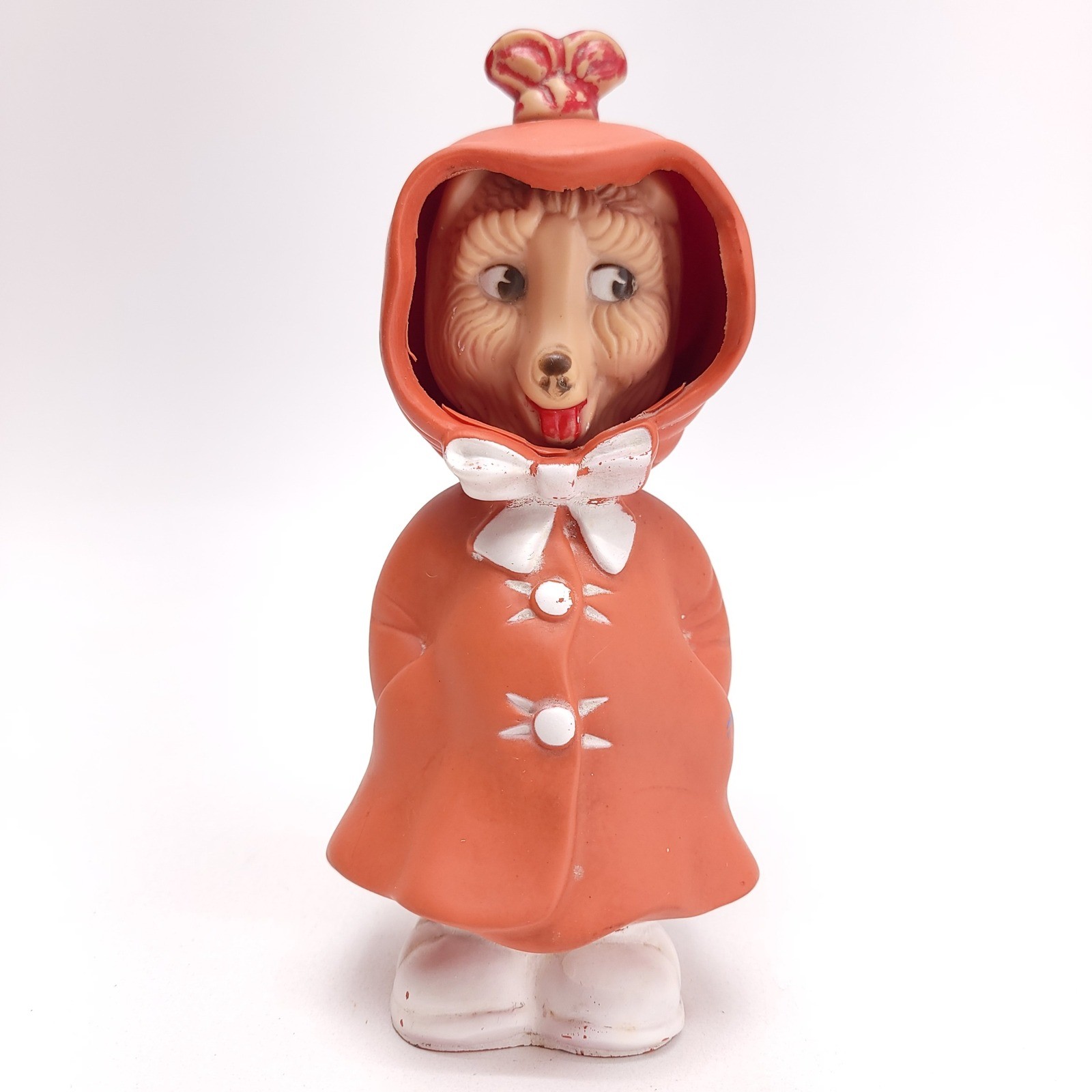 Vintage 1956 Bonnytex Little Red Riding Hood Wolf Flip Head Rubber Squeak Toy