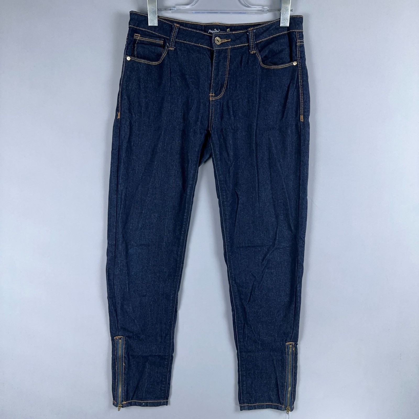 Papaya Skinny Jeans  Zippered Ankles Mid Rise Womens Size 11 Blue Dark Wash
