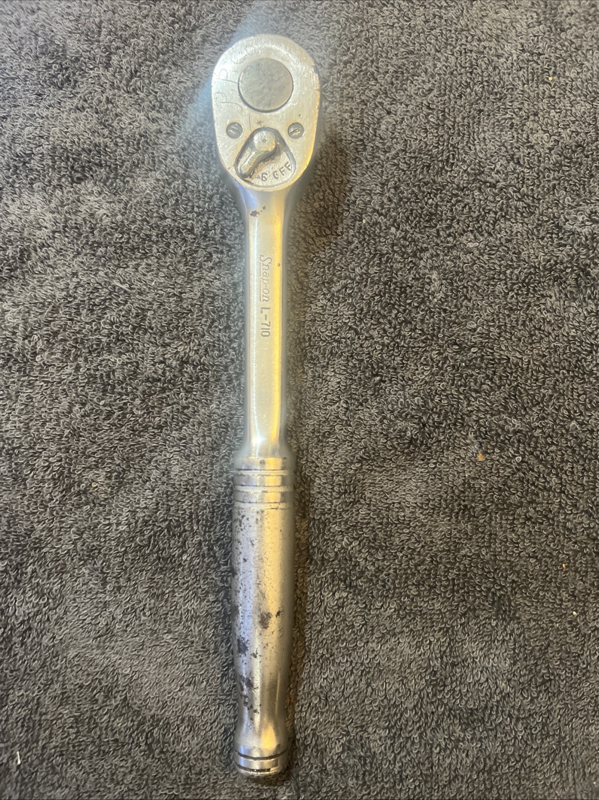 Vintage 1946 Snap-on L-710 1/2” Drive Ratchet 10” USA 3-Ring Handle