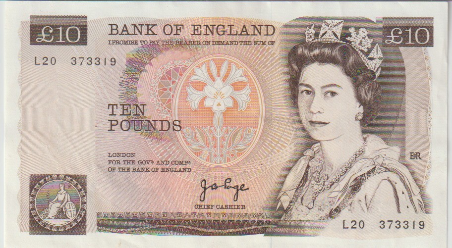 United Kingdom 10 Pounds Banknote 1975-80 Choice Very Fine Grd #379-B-319