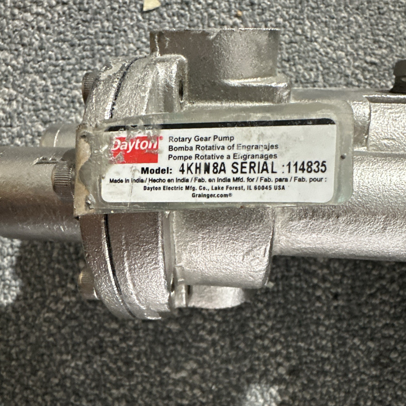Dayton Rotary Gear Pump Model 4KHN8A Dayton Rotary Gear Pump Model 4KHN8A