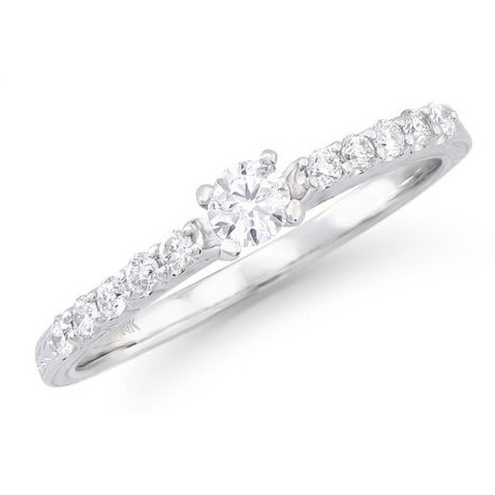 AUCTION - NEW Diamond Ring - 0.46 Cts; Silver Band (Size 6.5); Est $5,765.