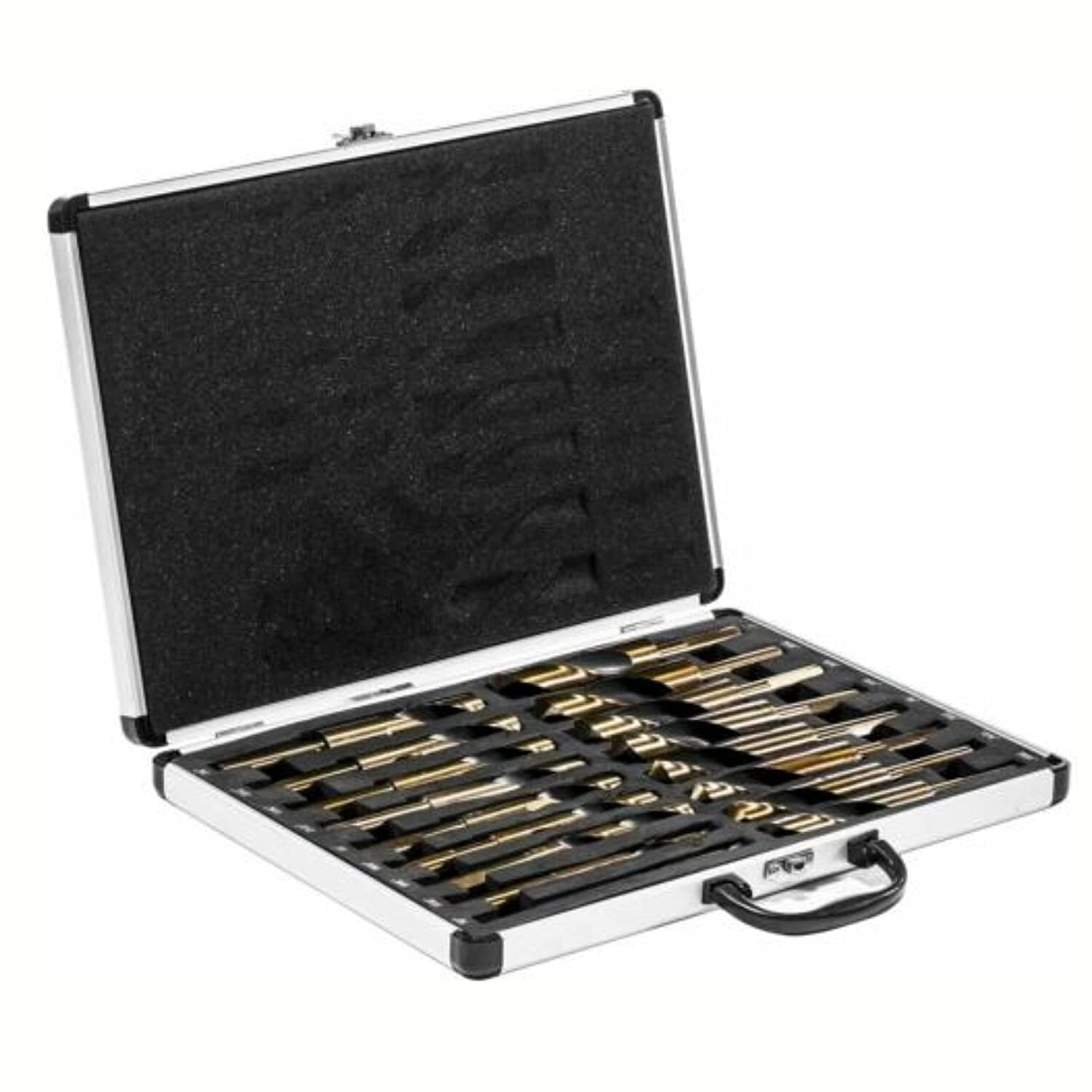 17pc Industrial HSS Silver & Deming Drill Bits Set with Metal Case | 1/2