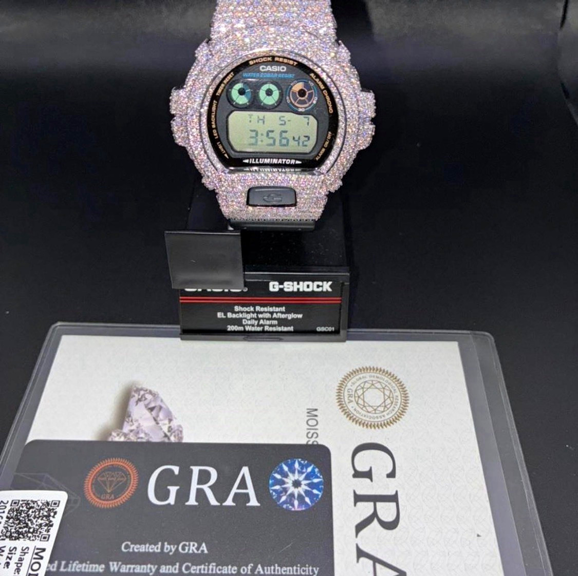 Casio G-SHOCK DW-6900 Custom Iced Out Digital Quartz Watch 200m Black Casio G-SHOCK DW-6900 Custom Iced Out Digital Quartz Watch 200m Black