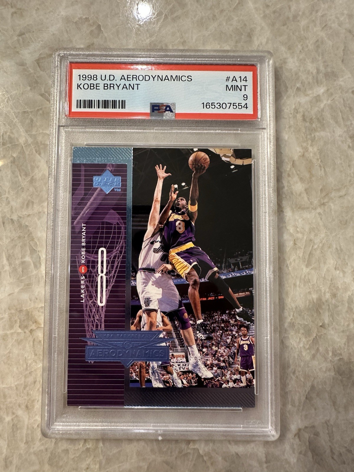 1998-99 Upper Deck - Aerodynamics Kobe Bryant #A14 Los Angeles Lakers PSA 9 MINT 1998-99 Upper Deck - Aerodynamics Kobe Bryant #A14 Los Angeles Lakers PSA 9 MINT