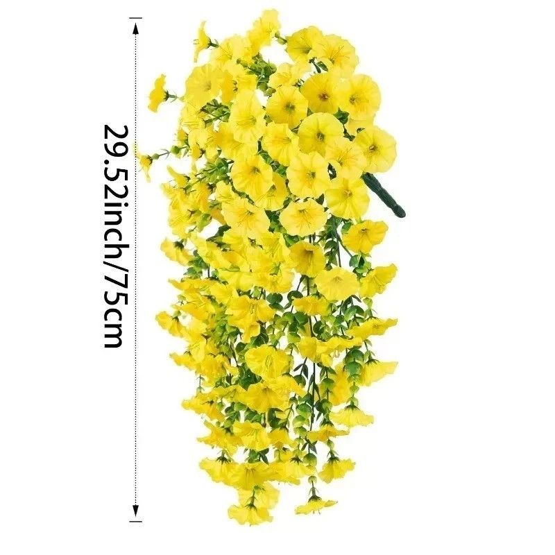 2PCS Artificial Morning Glory Vines UV Resistant Hanging Flowers Outdoor Decor