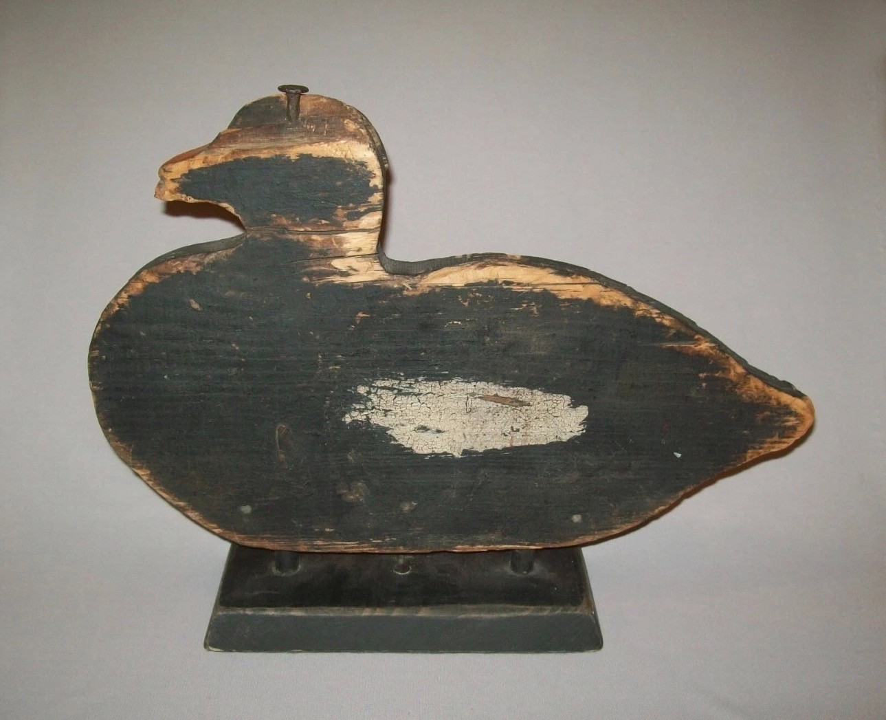 Old Antique Vtg 19th C 1800s Folk Art Silhouette Wood Duck Decoy Oversize Scoter