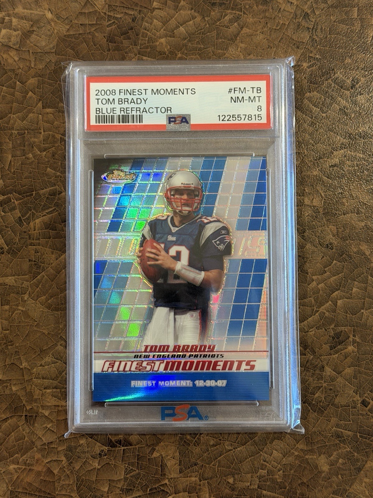 2008 Topps Finest Moments Tom Brady Patriots Blue Refractor /299 #FM-TB 2008 Topps Finest Moments Tom Brady Patriots Blue Refractor /299 #FM-TB