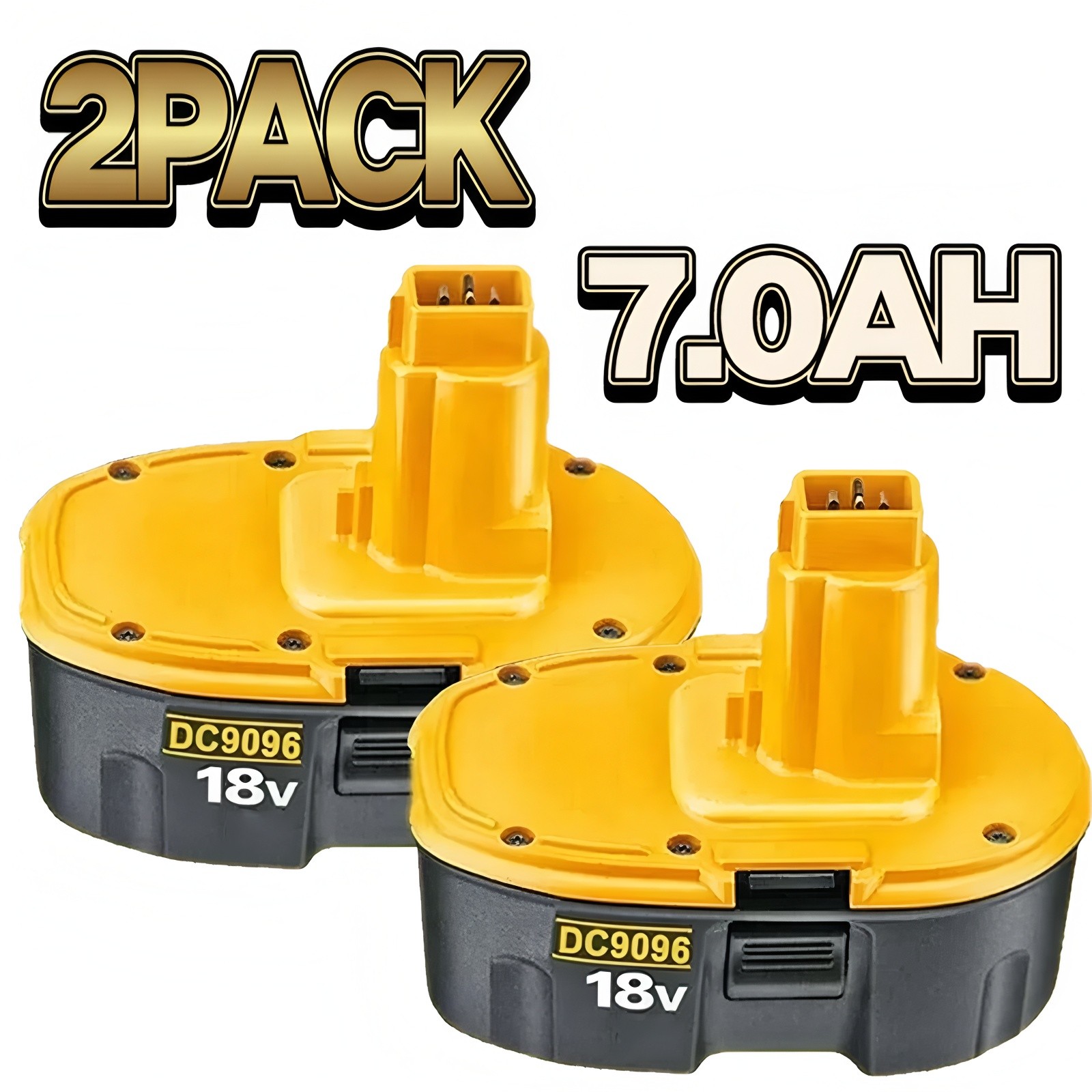 2X 7.0AH Ni-MH Battery For Dewalt 18V 18 VOLT XRP DC9096 DC9098 DC9099 7000mAh