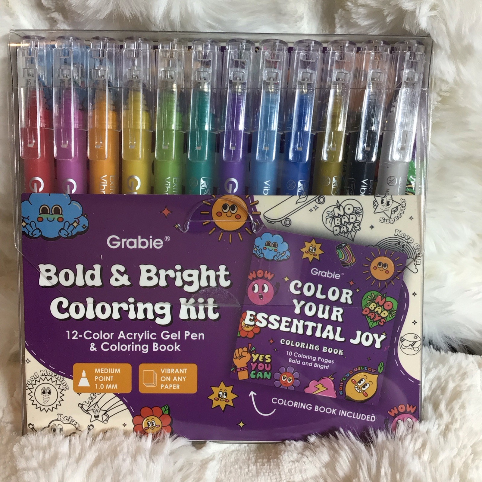 Grabie Bold & Bright Coloring Kit 12-colors Acrylic Gel Pen & Coloring Book Grabie Bold & Bright Coloring Kit 12-colors Acrylic Gel Pen & Coloring Book