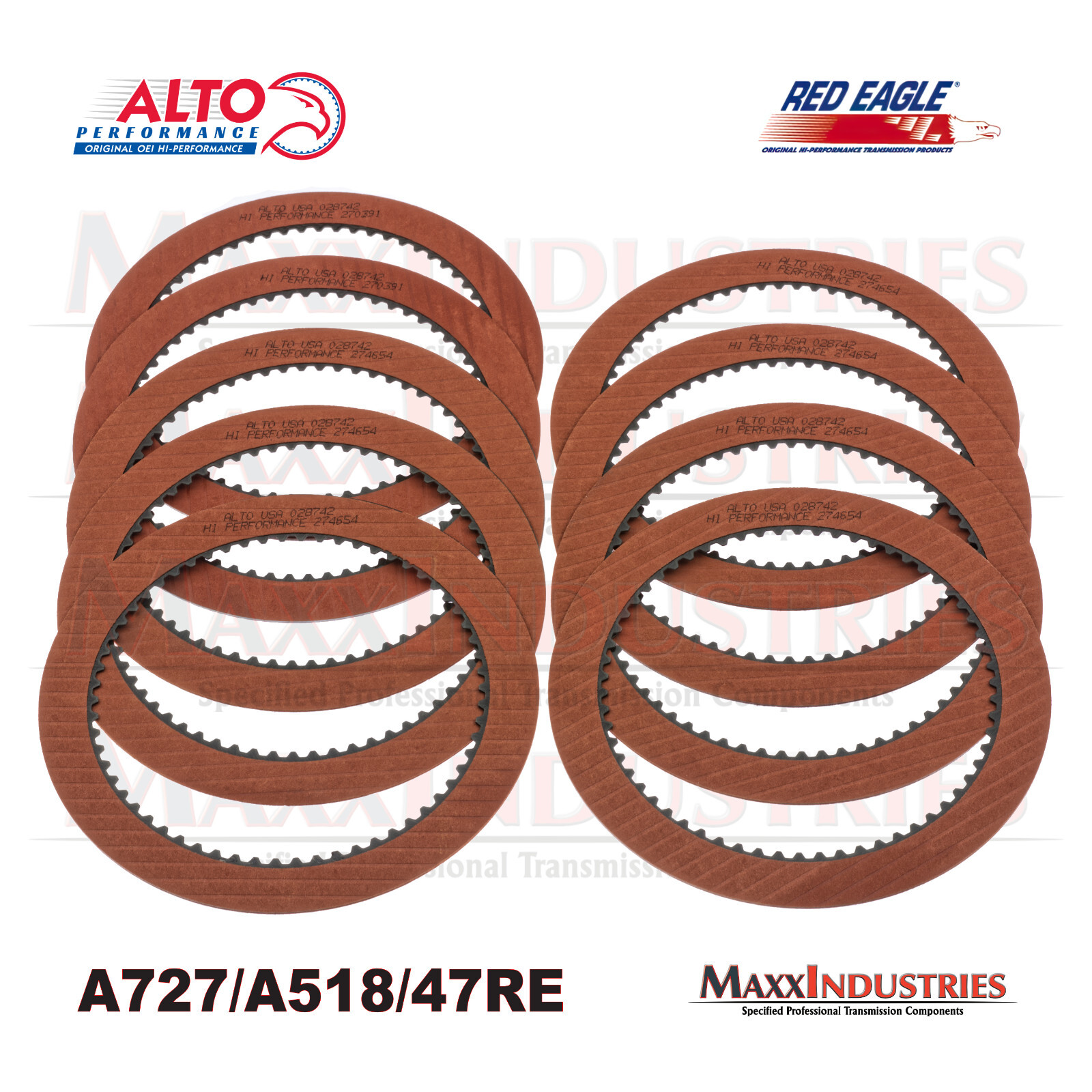 Alto A727 A518 Red Eagle Friction Clutch Set 9 pcs Heavy Duty 028742 028742A15