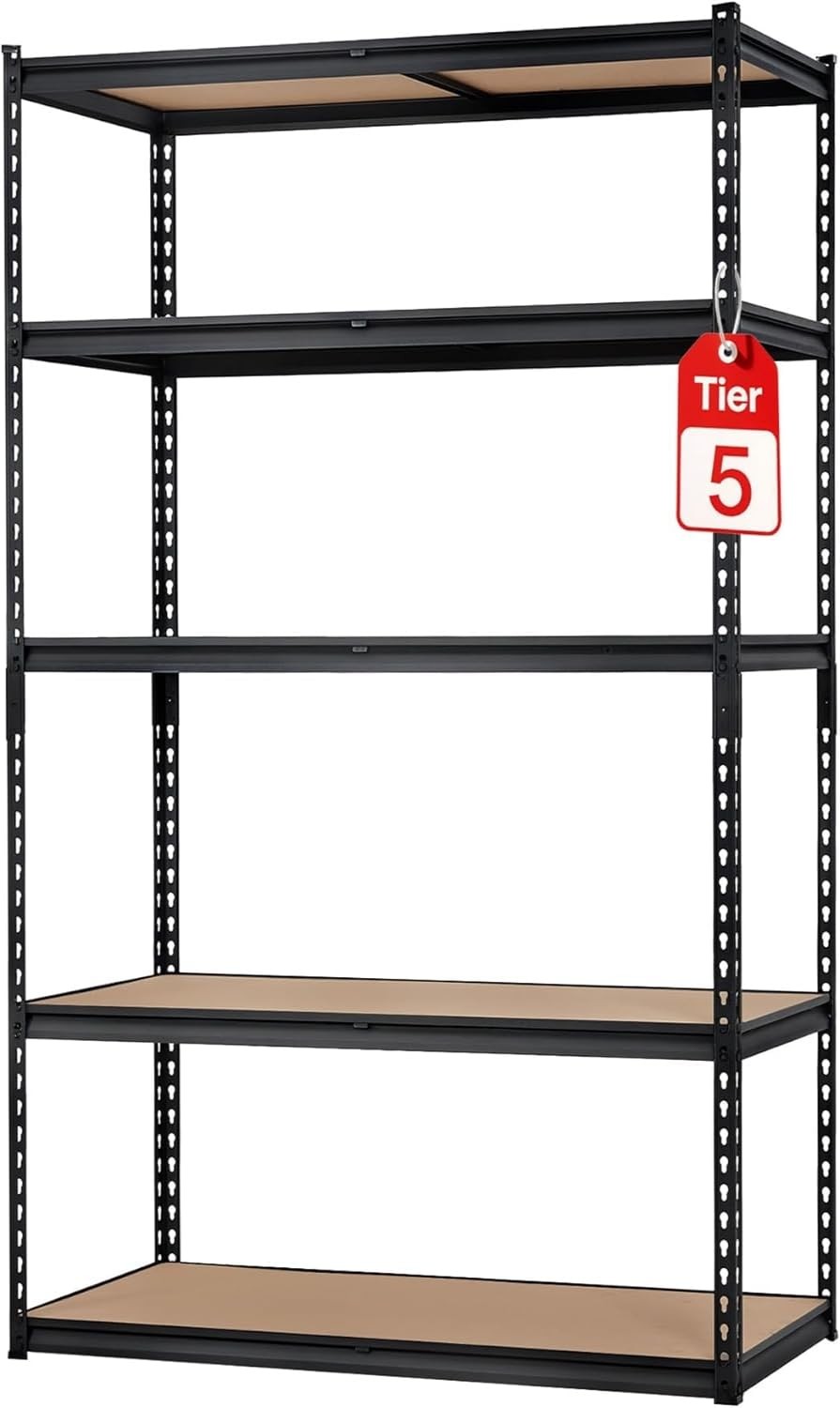 5-Tier Heavy Duty Metal Shelving Unit Garage Shelves Utility Rack Adjustable