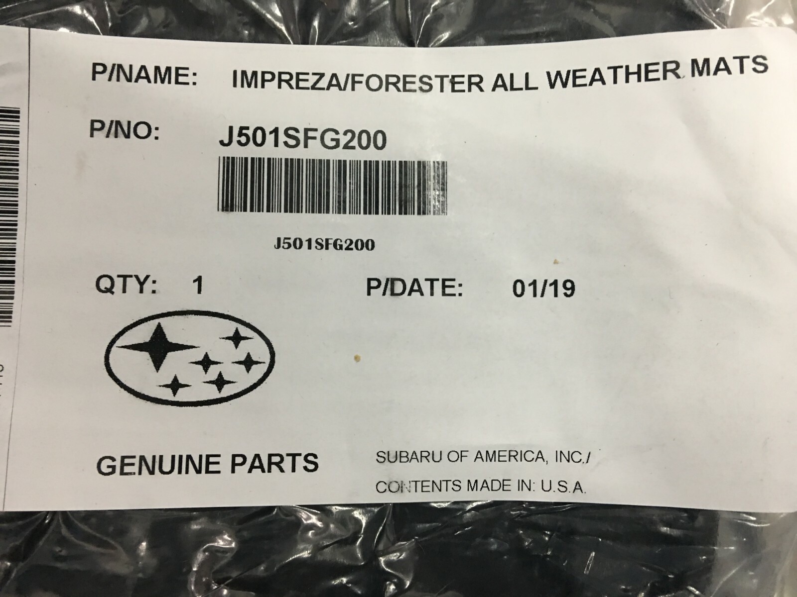 2008-2014 Subaru All Weather Rubber Floor Mats Forester Impreza J501SFG200 OEM