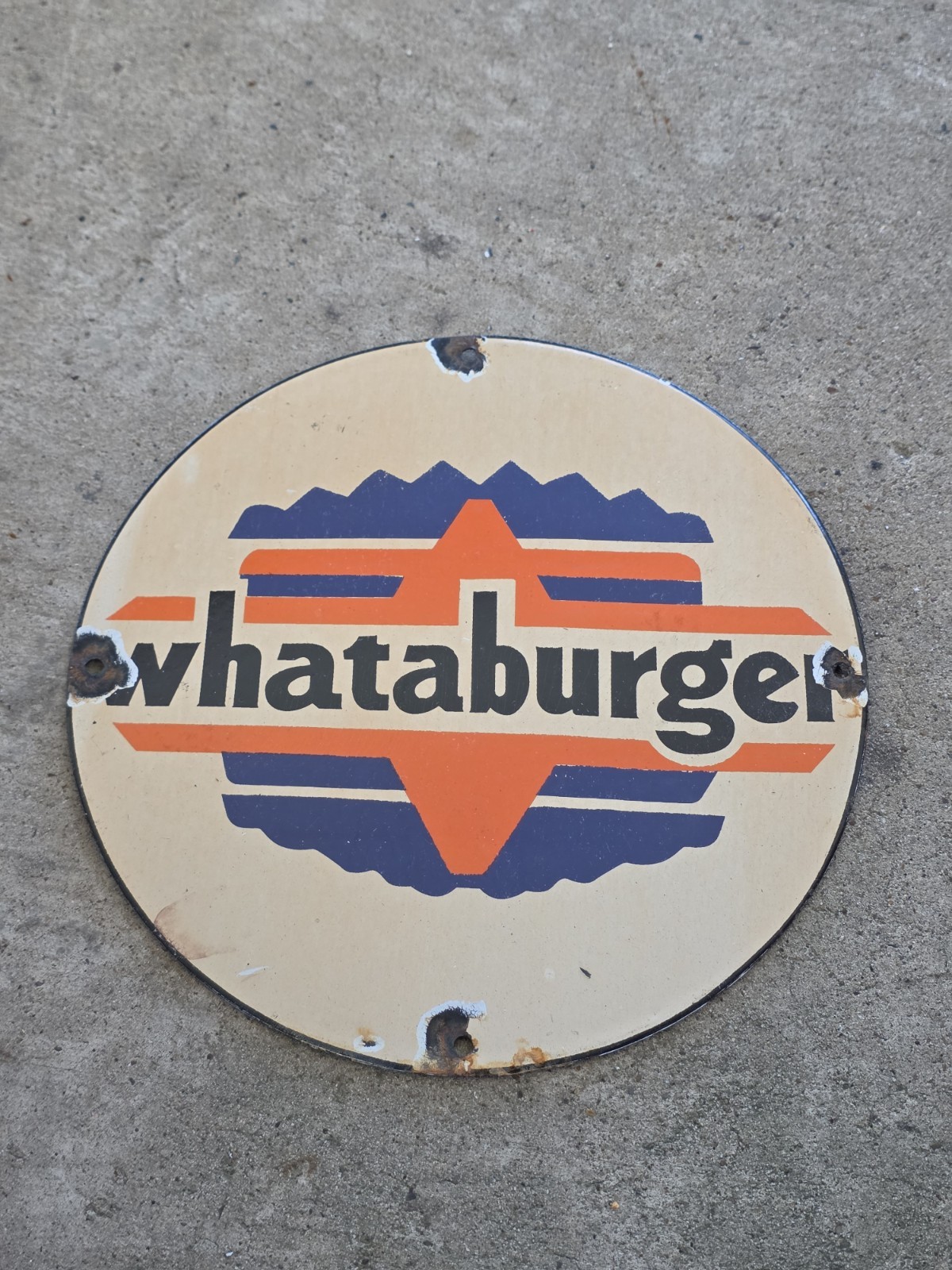 VINTAGE WHATABURGER PORCELAIN SIGN FAST FOOD RESTAURANT CORPUS CHRISTI, TX 12 VINTAGE WHATABURGER PORCELAIN SIGN FAST FOOD RESTAURANT CORPUS CHRISTI, TX 12