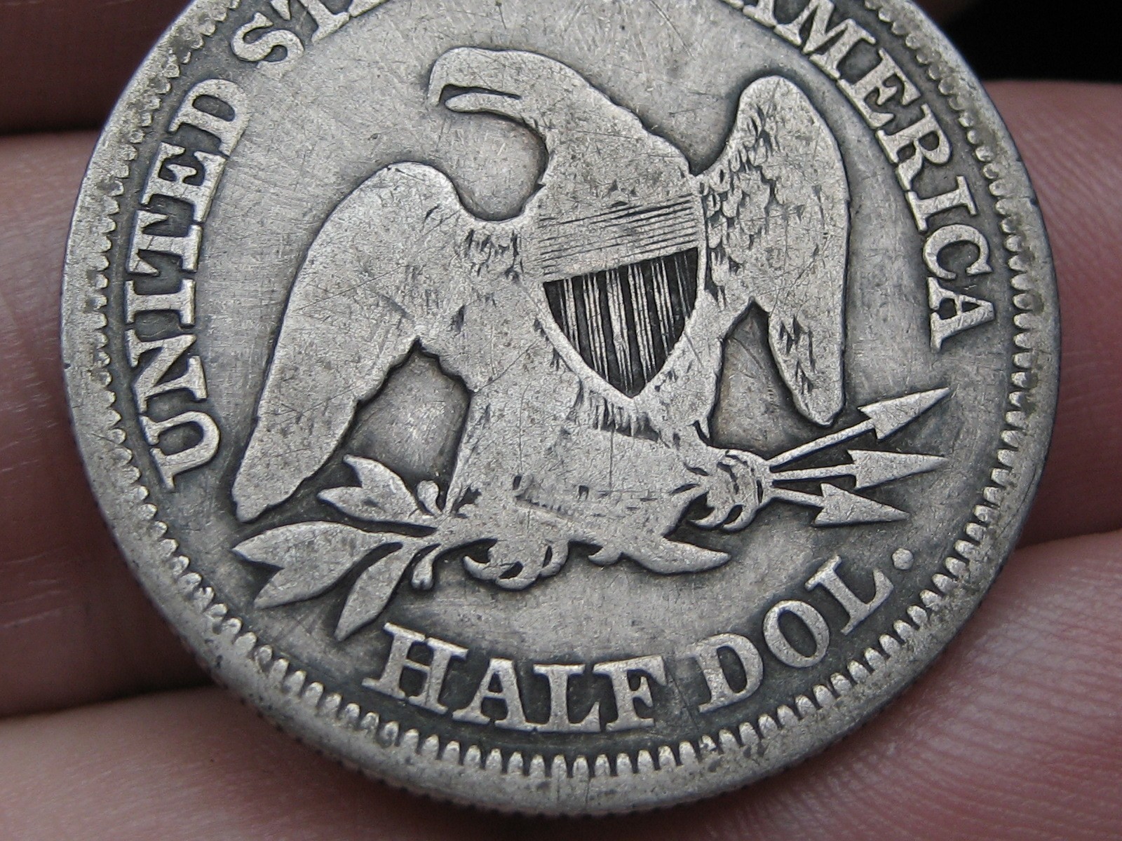 1857 P Seated Liberty Silver Half Dollar- Philadelphia, VG Details