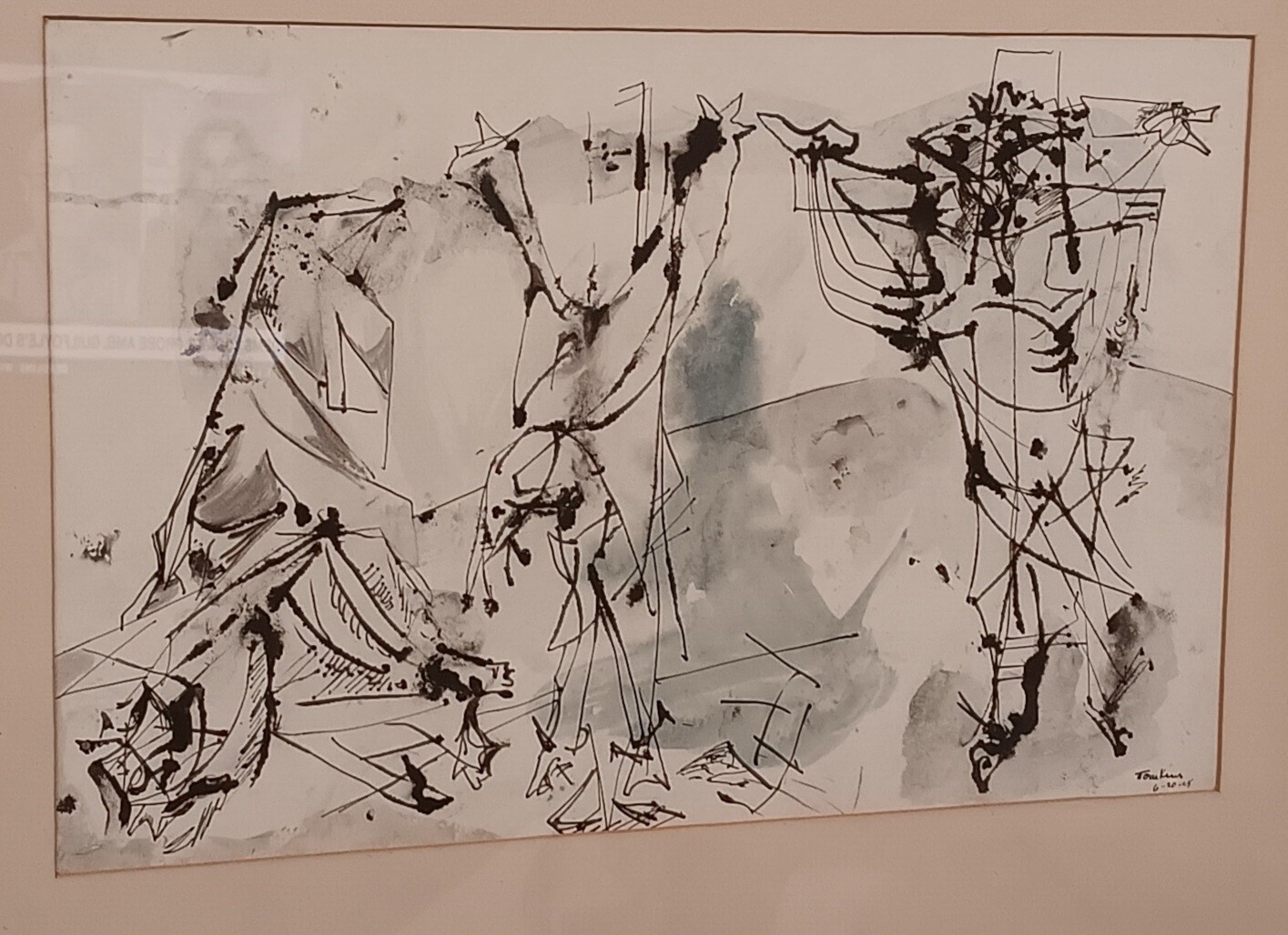 MARGARET TOMKINS 1916-2002 Rare original abstract drawing 1948 original frame