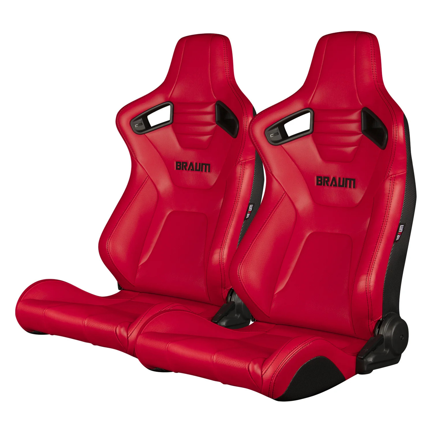 Braum Elite-X Series Red Leatherette Racing Seats w Black Stitching