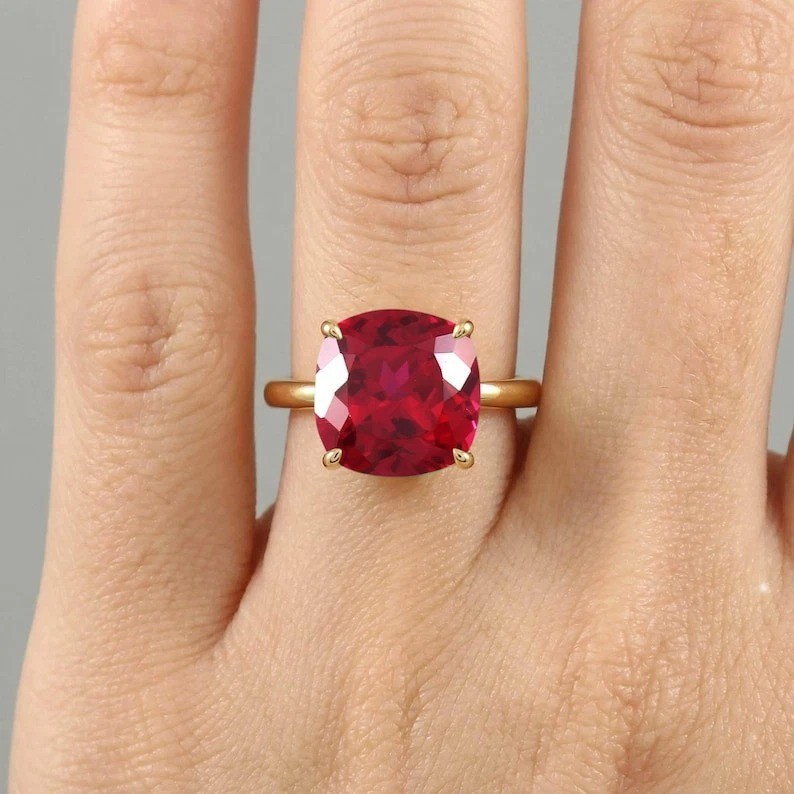 Natural Ruby Ring 925 Sterling Silver Loose Gemstone Cushion 9 Ct Ring Size 6