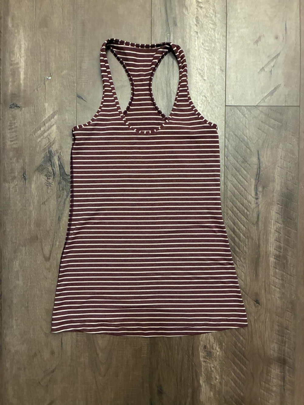 lululemon athletica Maroon & White Striped Racerback Tank lululemon athletica Maroon & White Striped Racerback Tank