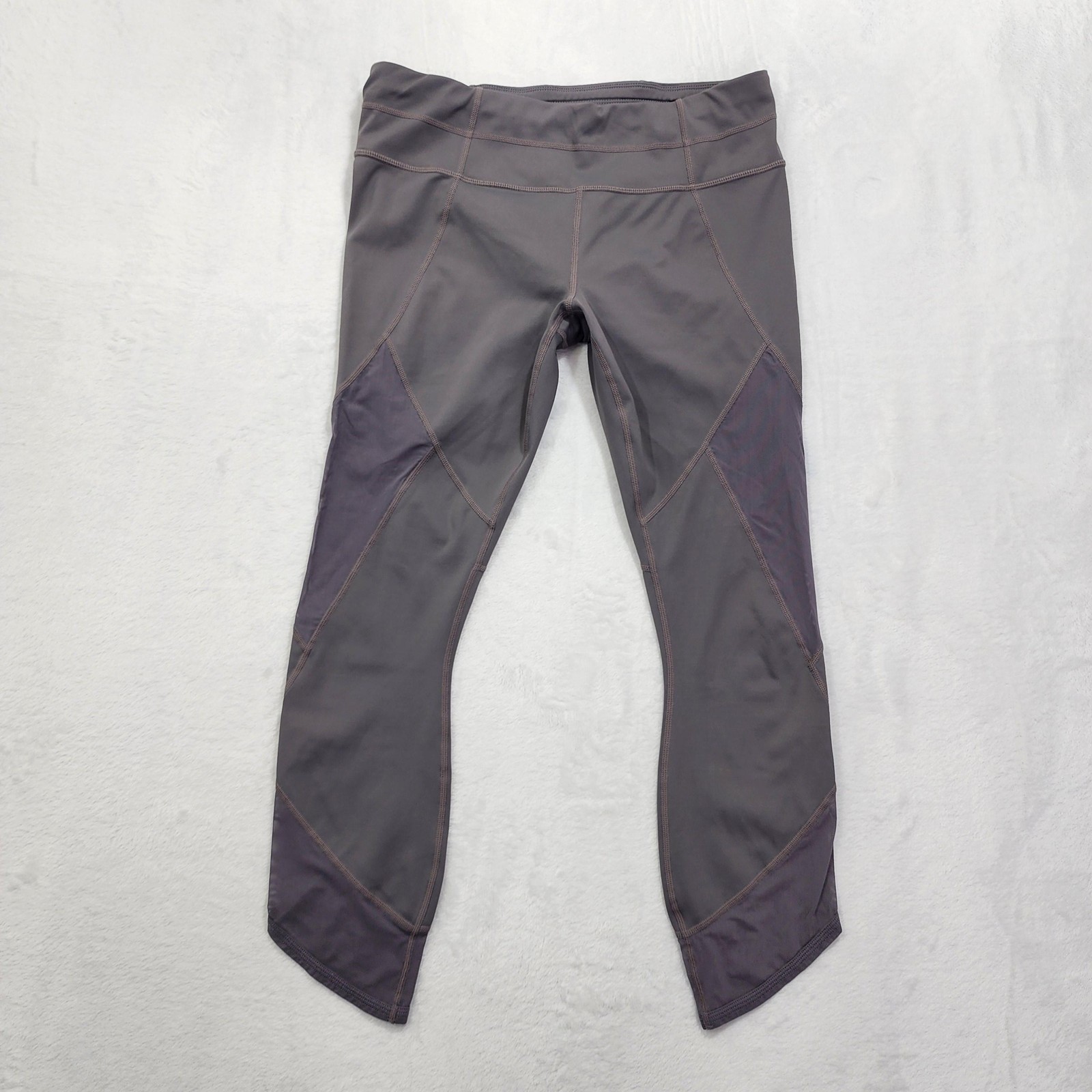 Athleta Leggings Womens MT TALL Gray Aura Sonar Capri Sheer Mesh Panels Yoga