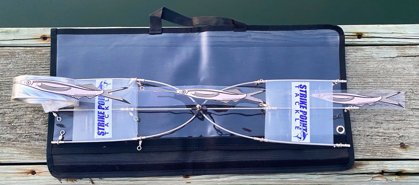 Stainless Steel Ballyhoo Strip Dredge 24” 13-Drop Holographic Offshore Trolling
