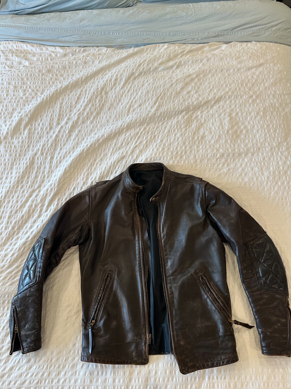 Vintage Langlitz Leathers Padded Cascade Motorcycle Jacket Brown Leather