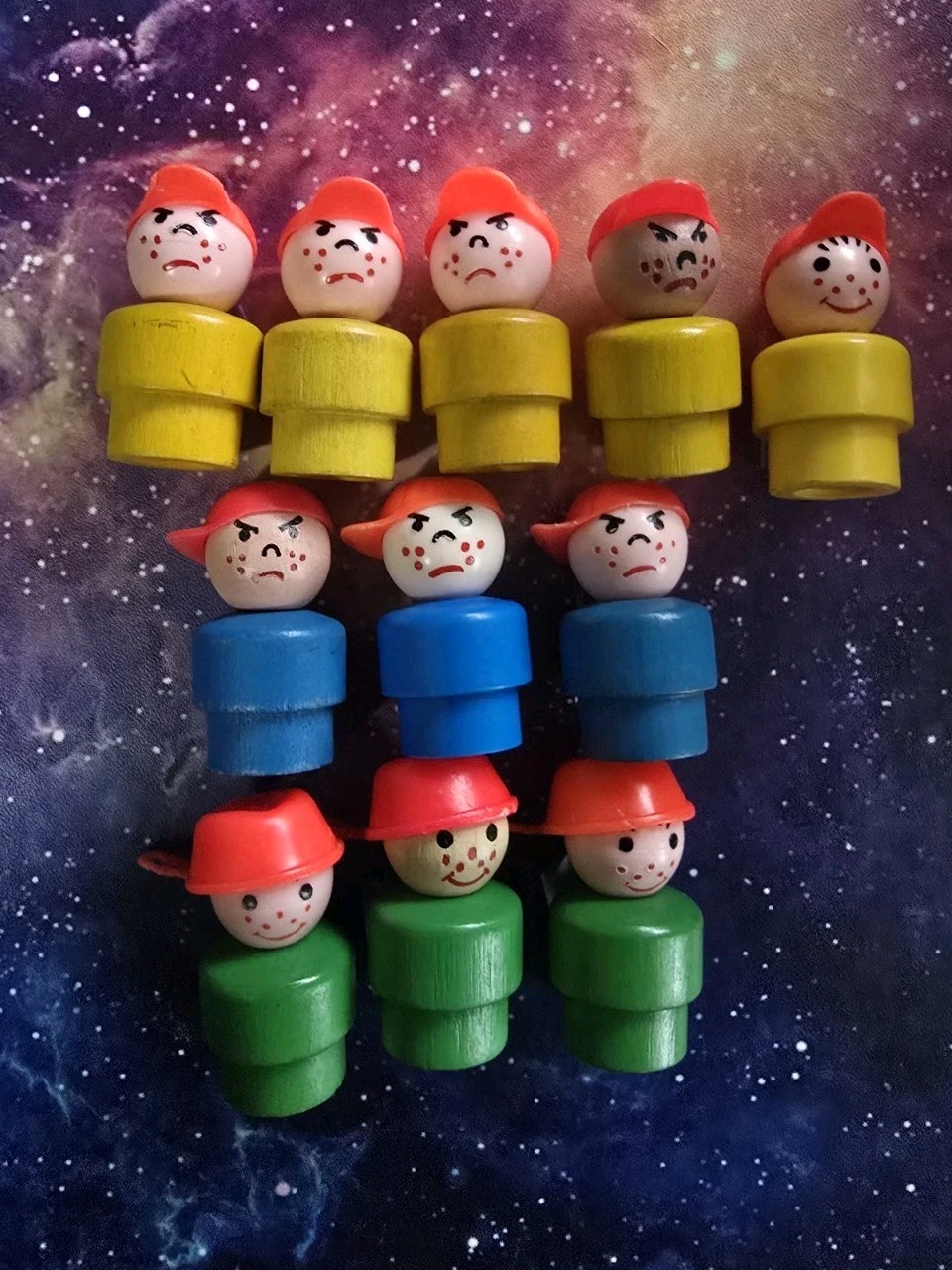 Vintage Fisher Price Little People Lot 11 Boys Angry Mad Freckles Wood Plastic Vintage Fisher Price Little People Lot 11 Boys Angry Mad Freckles Wood Plastic