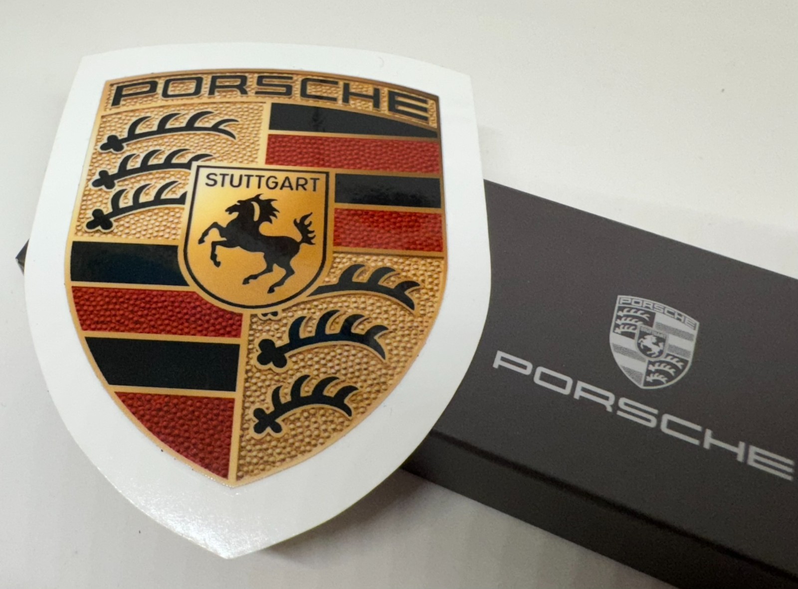 OEM Porsche Crest Sticker Logo Emblem Badge Bonnet WAP0130050MCST Genuine Black OEM Porsche Crest Sticker Logo Emblem Badge Bonnet WAP0130050MCST Genuine Black