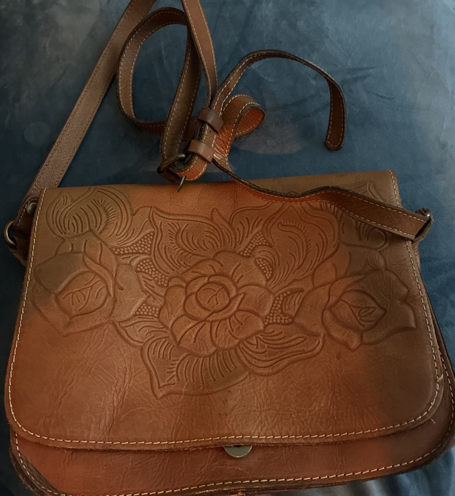 Patricia Nash Crossbody Bag Rose Tooled Leather British Tan Illina Patricia Nash Crossbody Bag Rose Tooled Leather British Tan Illina